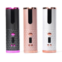 Fer à friser sans-fil automatique à écran LCD et rechargeable par USB,frisoir rotatif, fers à boucler en céramique, mise en plis bouclée,