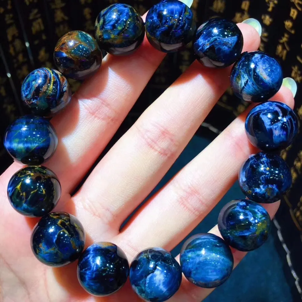 14,5 мм натуральный синий Pietersite браслет из Намибии драгоценные камни круглые бусины стрейч Исцеление Подарок на годовщину AAAAA Прямая поставка