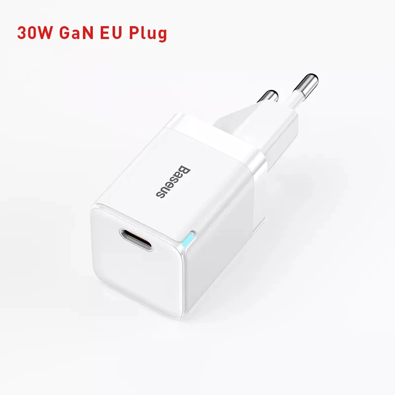 airpods usb c Baseus GaN3 Phone Charger PD 30W Quick Charge USB C Charger Support PD3.0 QC3.0 Fast Charging For iPhone 13 12 X Pro Max Tablets 65 watt charger mobile Chargers