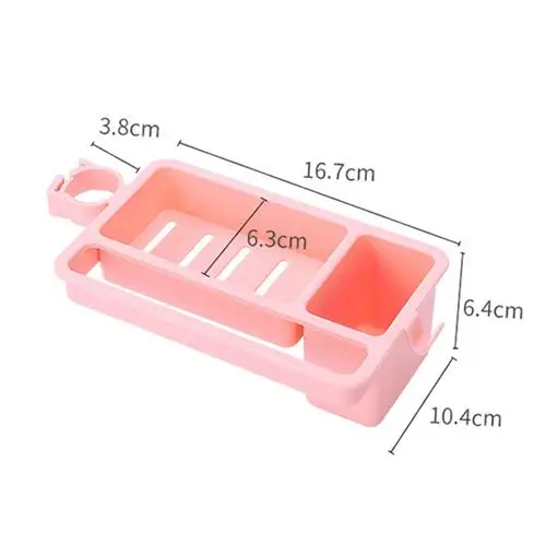 2pcs Sink Hanging Storage Rack Storage Holder Sponge Bathroom Kitchen Faucet Dish Cloth Clip Shelf Drain Dry Towel Organizer - Цвет: Pink 2