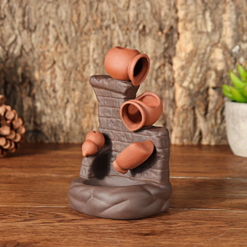 Коричневый керамический водопад дым обратного потока ладан держатель горелки подарки украшения