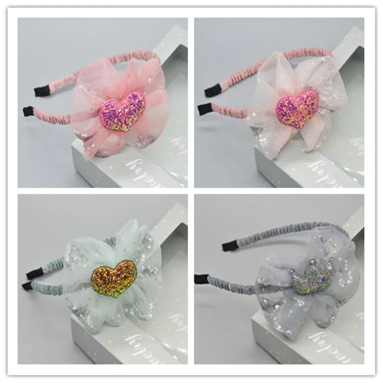 

Children Headdress Cartoon Shimmering Powder Gauze Girls Hair Bands Baby Hair Band Hair Accessories Princess Beautiful Wind Dong