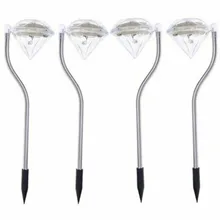 4 шт. белый пластик из нержавеющей стали 30 см x 9 см светодиодный на солнечных батареях алмаз эффект Кола Огни Путь сад границы