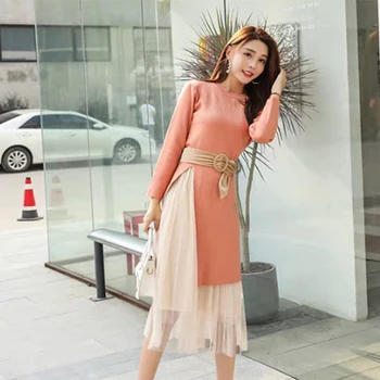 

GUUZYUVIZ Womens Two Piece Sets 2019 Autumn Winter Casual Pullover Knitted Split Sweater Women And High Waist Chic Tutu Skirts