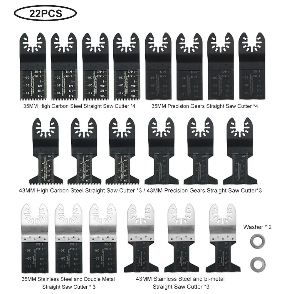 

22PCS/Lot Professional Oscillating Saw Cutters Multi-tool Quick Release Saw Universal Cutters for Soft Metal Cutting Tools Set