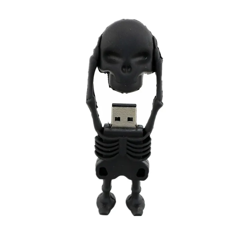 usb флеш-накопитель 128 ГБ флеш-накопитель 32 Гб черный череп скелет Флешка 16 ГБ 8 ГБ 64 ГБ usb 2,0 usb память подарок на Рождество, Хэллоуин