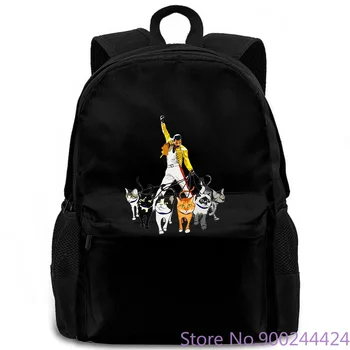 

Freddie Mercury and cats Black Print Casua Print For 2019 women men backpack laptop travel school adult student