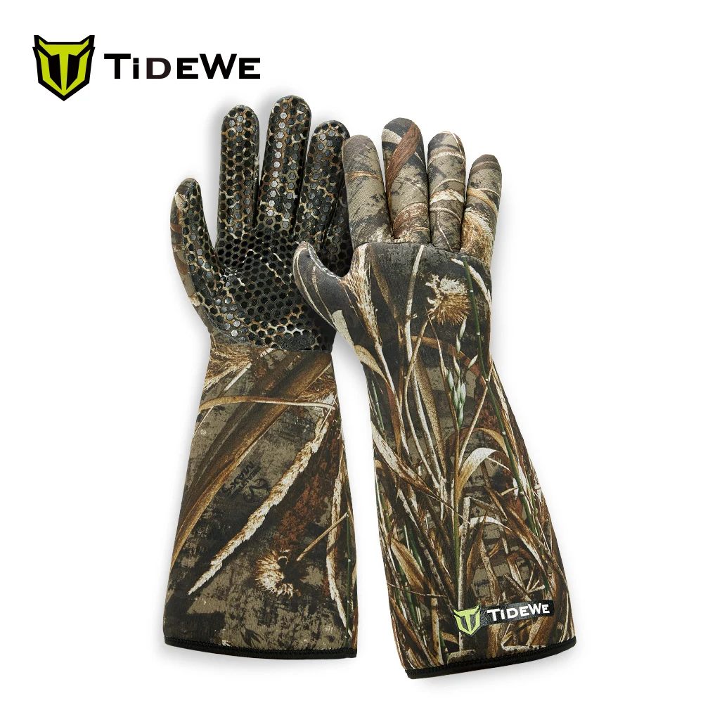 

TideWe Waterproof Insulated 5mm Neoprene Elbow Length Hunting Gloves Silicone Surface Realtree MAX5 Camo Waterfowl Decoy Gloves