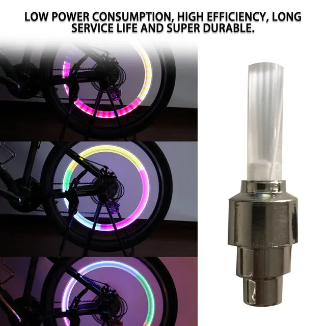 High Quality Ultra Bright 1pc Cool Bike Bicycle Cycling MTB Wheel Tire Air Valve Stem Cap Multi Color LED Light Bike Accessories 3