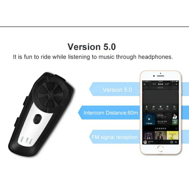 

Motorcycle Bluetooth Intercom Helmet Headsets Wireless Interphone Handsfree Walkie Talkie