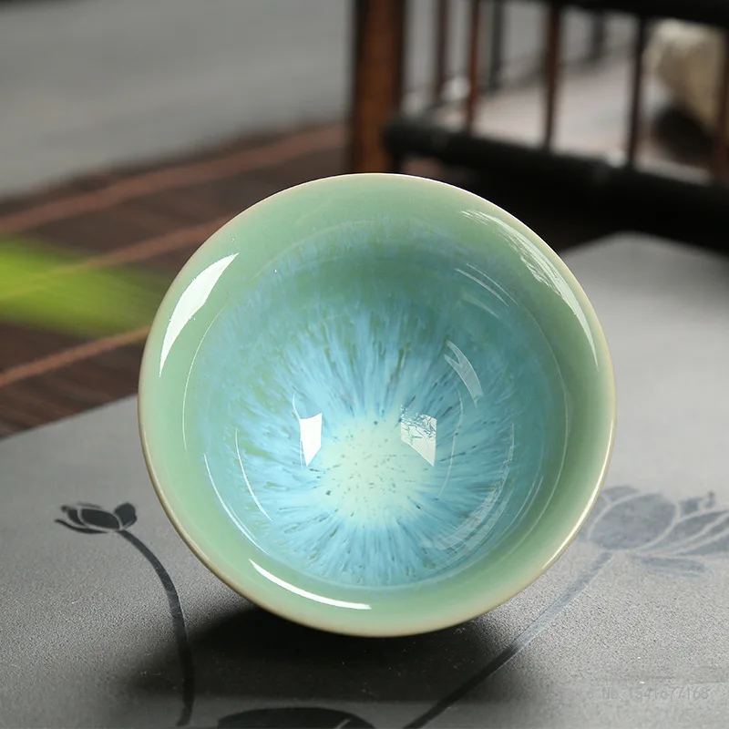 Chinese Kung Fu teacup kiln changeable glaze teacup household single-cup brewing tea cup hat tea bowl ceramic teacup