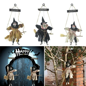 

Halloween hanging ghost decoration pendant glowing ghost called broom swing witch Halloween Decor Toy P