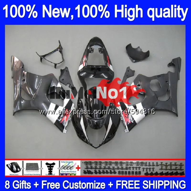 Корпус для SUZUKI GSXR-1000 1000CC GSXR1000 K2 20MC. 37 GSX-R1000 GSX R1000 03 04 K3 GSXR 1000 2003 2004 03 04 обтекатель черного и серого цвета