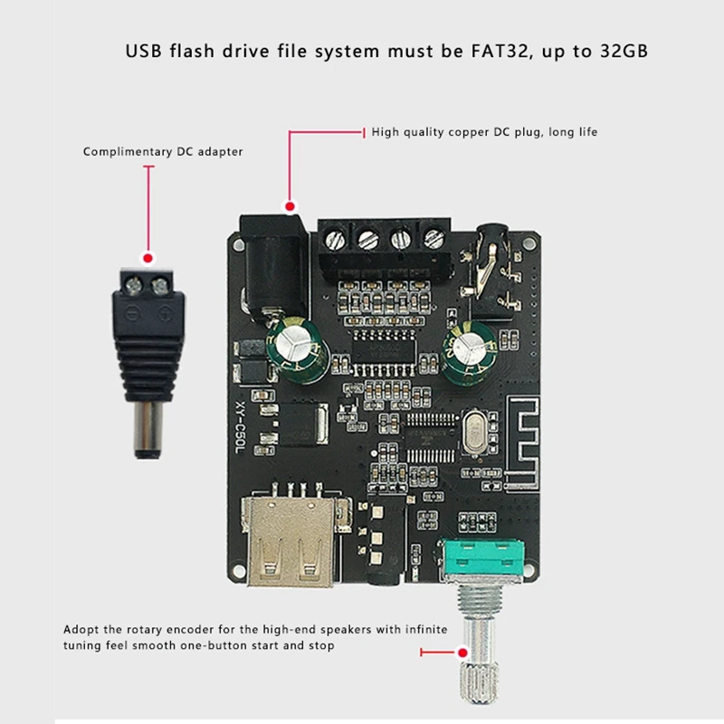 Audio Amplifier Board audio amplifier board YX-C50L Bluetooth 5.0 Subwoofer Amplifier Board High Power Audio Stereo Amplifier Board 2X50W Bass AMP