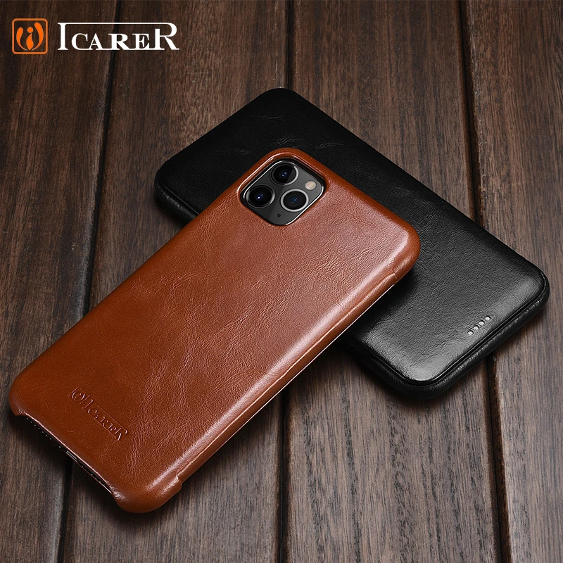 Original Icarer Luxury Genuine Leather Case for iPhone 12 Mini 11 Pro XR XS Max Ultrathin Magnetic Snap Flip Phone Cover Accesor