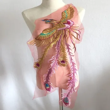 

Saskia 1Pcs Chinese Style Large Phoenix Embroidery Patch Applique Mesh Fabrics Sewing On Robe Cloth Dress Decorate Accessory Diy
