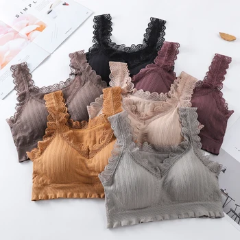 

Women Push Up Wireless Lace Bra Top Women Plus Size Bralette Underwear Lingerie Full Cup