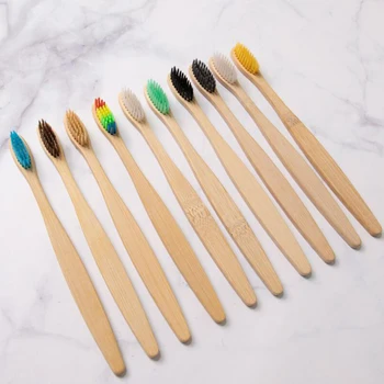 

4Pcs Eco-Friendly Bamboo Rainbow Black Brown Toothbrush Handle Soft Health Oral Care Supplies
