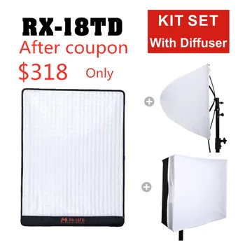 

Falcon Eyes 100W LED Photo Video Light Portable LED Photo Light 504pcs Flexible LED Photo Light RX-18TD with Diffuser CD30 Y