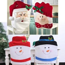 Санта-шляпа рождественские покрытия для стула декор обеденный стул Рождественский колпачок наборы Обеденный стол шляпа чехол для спинки стула для дома