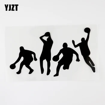 

YJZT 17.2CMX9.9CM Young Boys Play Basketball Sports Decal Vinyl Car Sticker Black/Silver 8A-1073