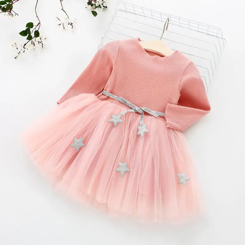 Весенне-осеннее Хлопковое платье для маленьких девочек модные комплекты с платьем из 2 предметов для маленьких девочек, топы с длинными рукавами+ сарафан, одежда