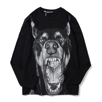 

Hot sale Leisure spring autumn cotton Doberman 3D Printed long sleeved male T-Shirt fashion brand men's t shirt Evil dog pattern