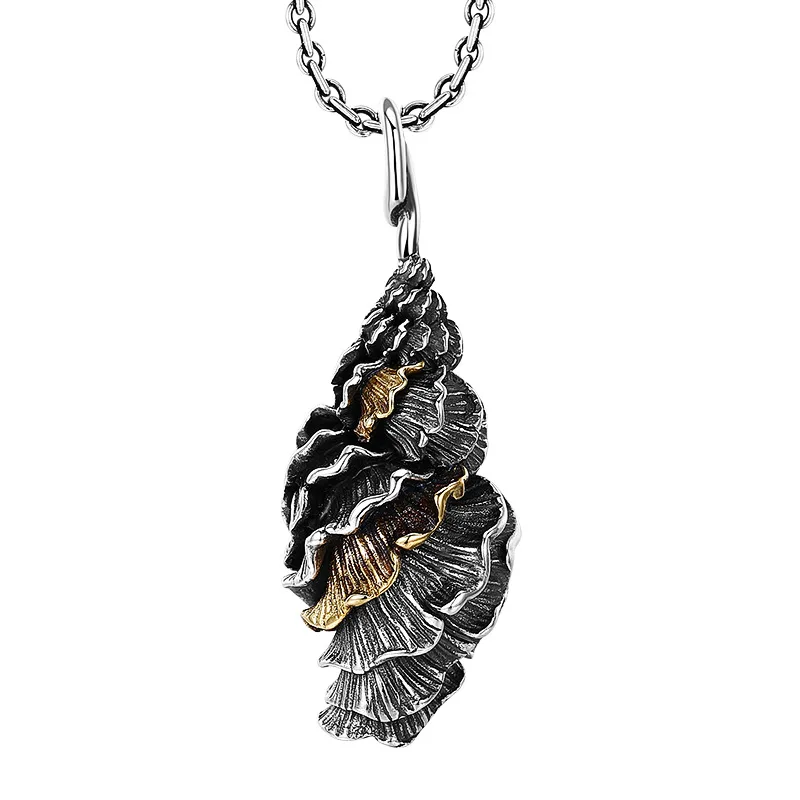 

2021 Trendy100% S925 Sterling Silver Charm Pendant Ginkgo Leaf Conch Shell Hanging Ornaments Pure Argentum Jewelry for Women Men