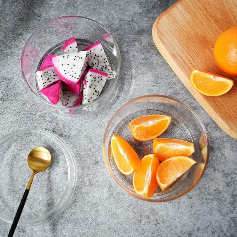 Small Containers with Lids, Glass Jars for Food, Can Overlap, Save Space Fridge Storage, Fruit Salad Fresh Bowl, Kitchen Items 4