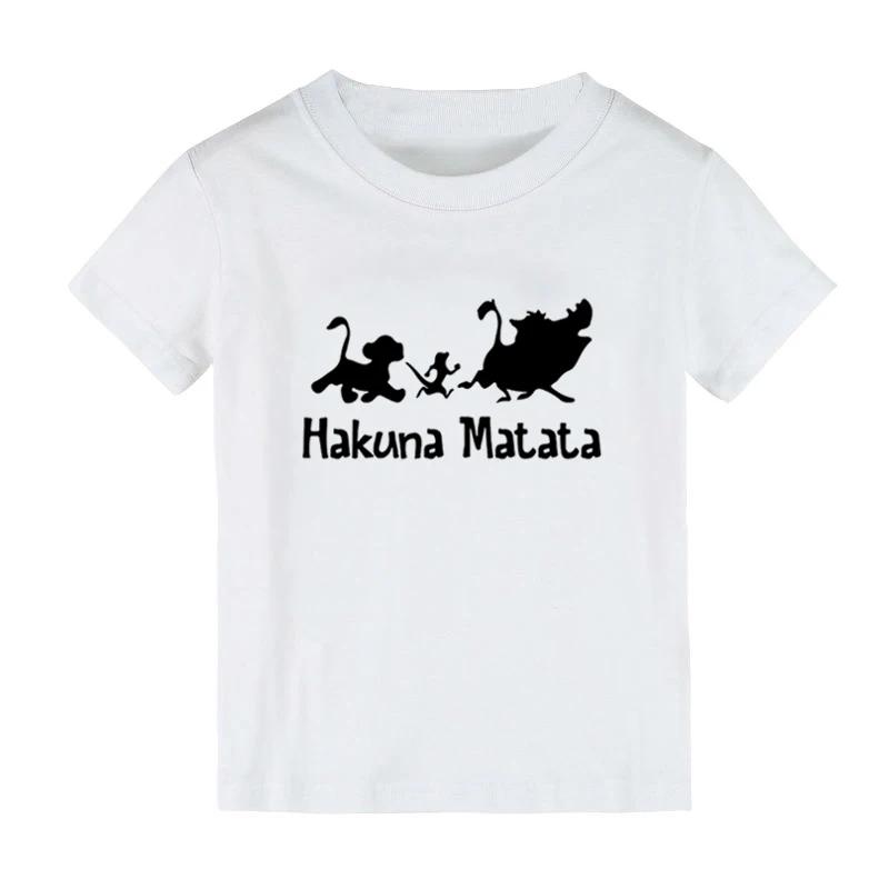 Hakuna Matata/Детская футболка с принтом; рубашка для мальчиков и девочек; детская одежда для малышей; забавные уличные футболки; FF-3