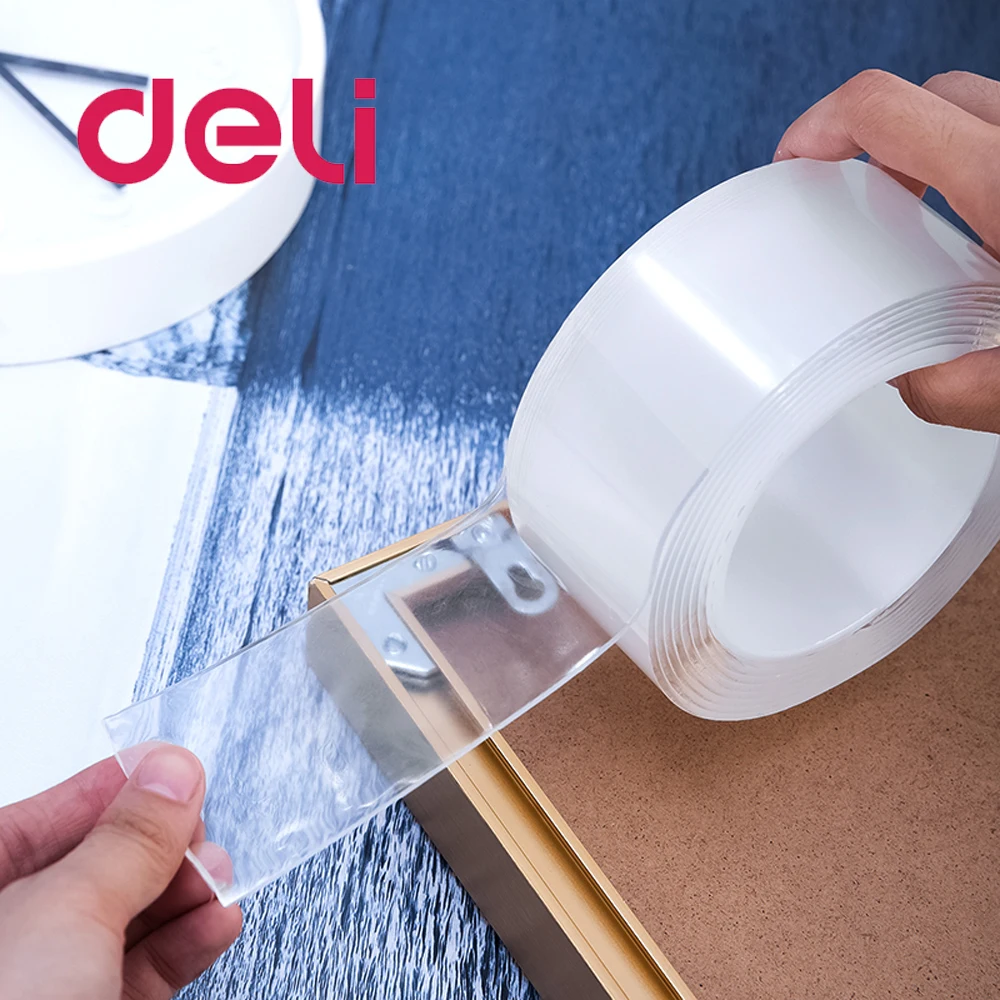 

Deli 1PCS Nano Adhesive Double Side Transparent Plastic Suction Stickers Strong Seamless Waterproof Ceramic Adsorption Film