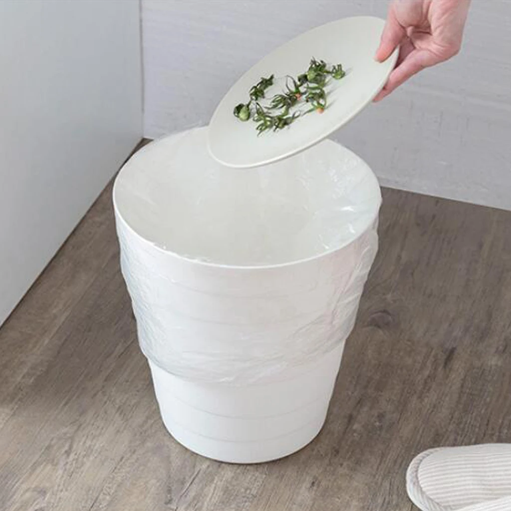 Modern Fashion White Stripe Trash Can Rubbish Bin Bedroom Study Wastebasket
