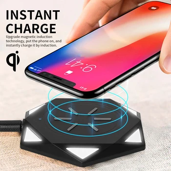 

10W multifunctional intelligent ultra-thin wireless fast charge supports PD+QC3.0 protocol colorful night light wireless charge