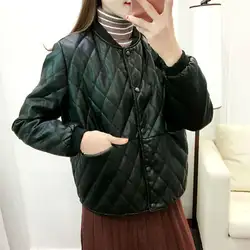 2019 новая весенне-осенняя женская кожаная куртка женская черная короткая куртка из искусственной кожи однобортное теплое толстое пальто cc847