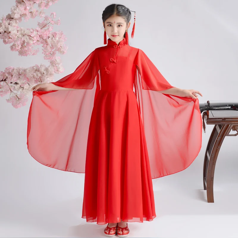 red Han Fu/платье принцессы для дня рождения; платье для танцев; Традиционное китайское детское платье для выступлений; платье для свадьбы; вечернее платье - Цвет: red