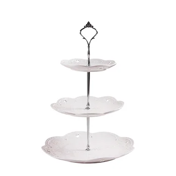 

European Three-layer Ceramic Fruits Tray Cake Plates Snack Dish Holder Creative Candy Tray Shelf Dried Fruit Plate