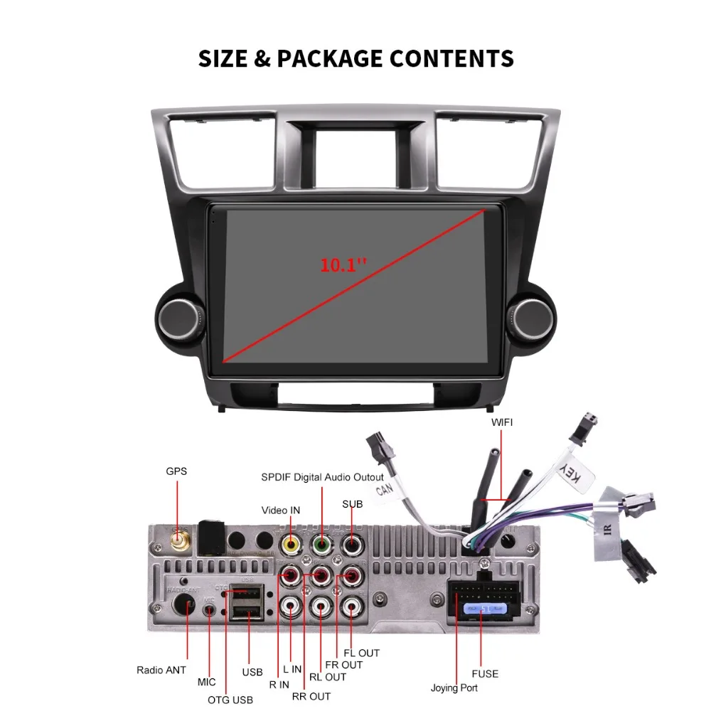 Discount 10.1" Head Unit Android 8.1 Car radio Stereo 2GB+32GB Built-in DSP Carplay For Toyota Highlander 2009-2014 GPS No DVD Player 19