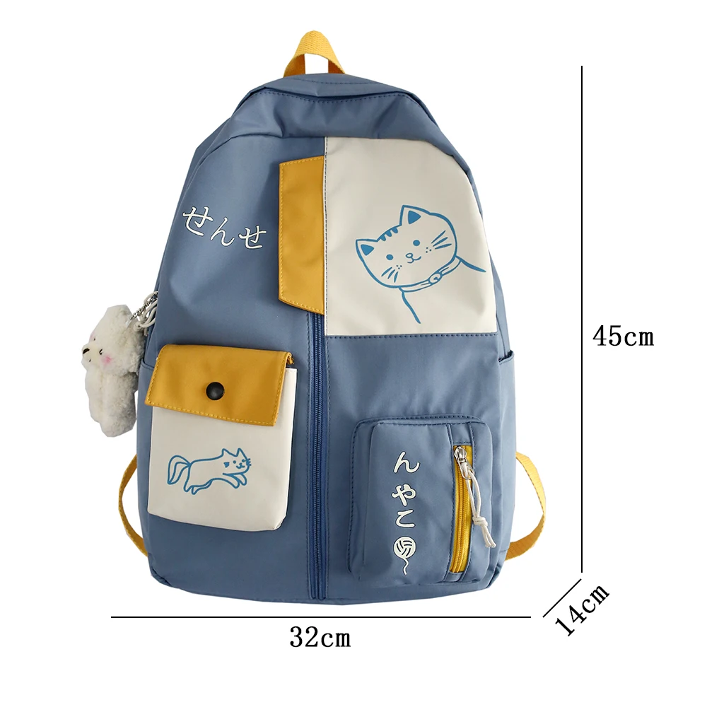 Japanese Women Backpack New Kawaii Patchwork Female Large Capacity Waterproof Nylon Shoulder School Bag Preppy Mochila Bolsa 6