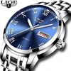 LIGE – montre de luxe pour hommes, en acier inoxydable doré, horloge à Quartz, sport, étanche ► Photo 1/6