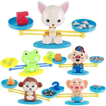 

64Pcs Math Match Game Board Toys Cartoon Animal Digital Balancing Scale Toy Toddler Early Educational Digital Addition Math Toy