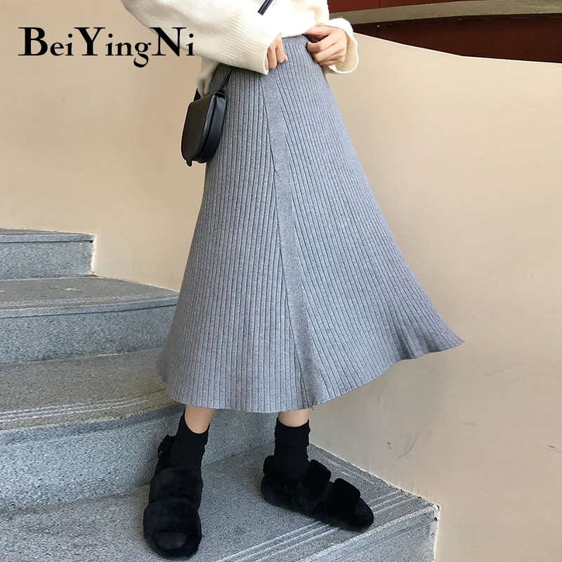 Beiyingni, винтажная, Харадзюку, толстая юбка, женская, одноцветная, плиссированная, черный, абрикосовый, повседневные, миди юбки, для женщин, s, с высокой эластичной талией, Saia