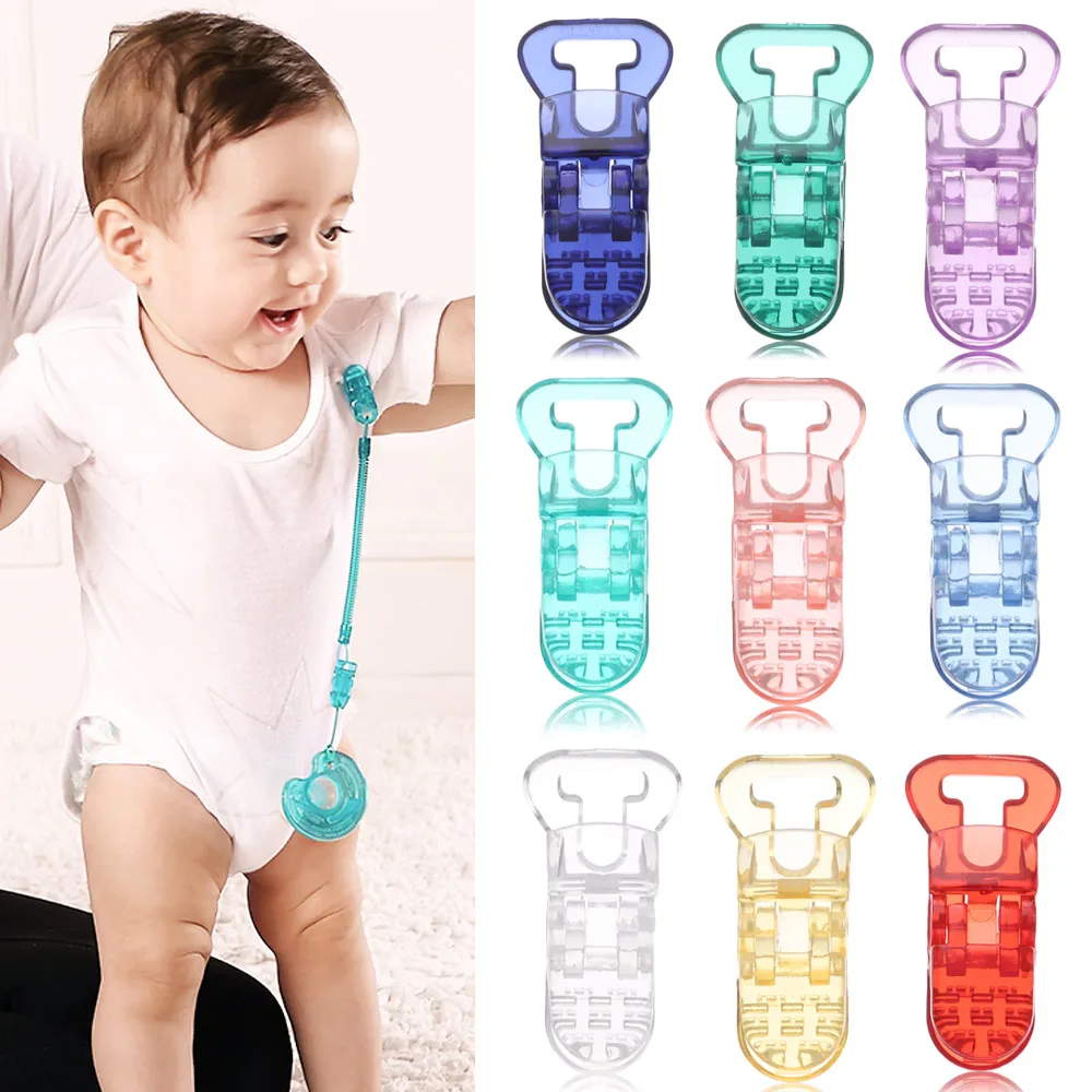 10PCS Plastic Transparent Pacifier Chain Clips 10mm Baby Soother Holder Badges Crafts Buckles Hearing Aid Accessories plastic clips baby pacifier clips