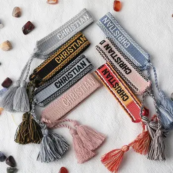 

Woven Friendship Bracelet For Women Handmade Braided Bracelets Embroidery Tassel Bracelet With LetterWholesale
