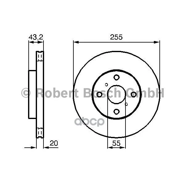 Диск Тормозной Toyota: Mr 2 00-, Yaris 99-, Yaris Verso 99- Bosch арт. 0986479012