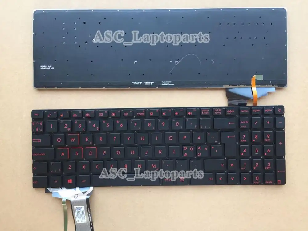 DK Норвежский Шведский скандинавский датский финский svensk клавиатура для ASUS G771 G771JM G771JW GL771JM GL771JW G741 G741JM G741Jw ноутбук, красная подсветка, красный принт, черный