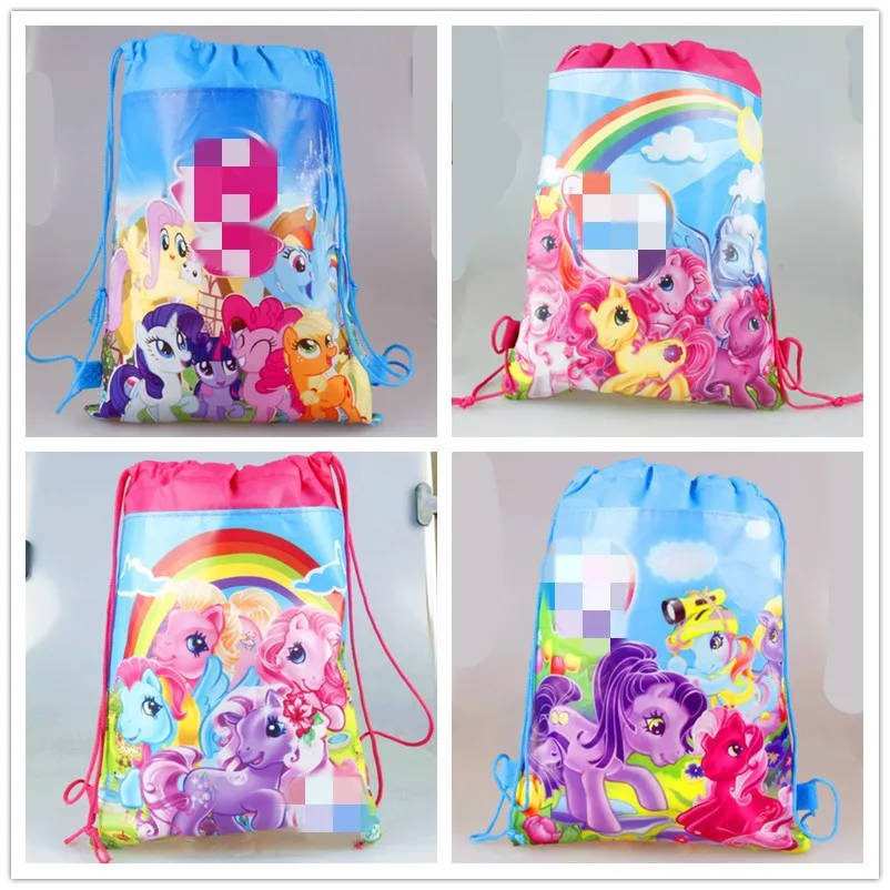 

20pcs Unicorn Horse Flower non-woven bag fabric backpack child travel school bag decoration mochila drawstring gift bag