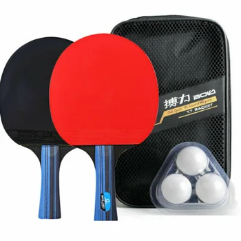 

1 Pair Professional Table Tennis Ping Pong Racket Paddle Bat+3pcs Balls Bag Set High Quality Practical And Durable