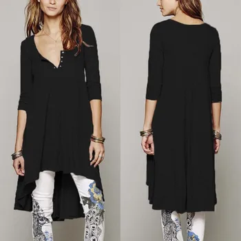 

Women Maternity Plus Size Half Sleeve Casual Sexy Asymmetry Hem Loose Dress