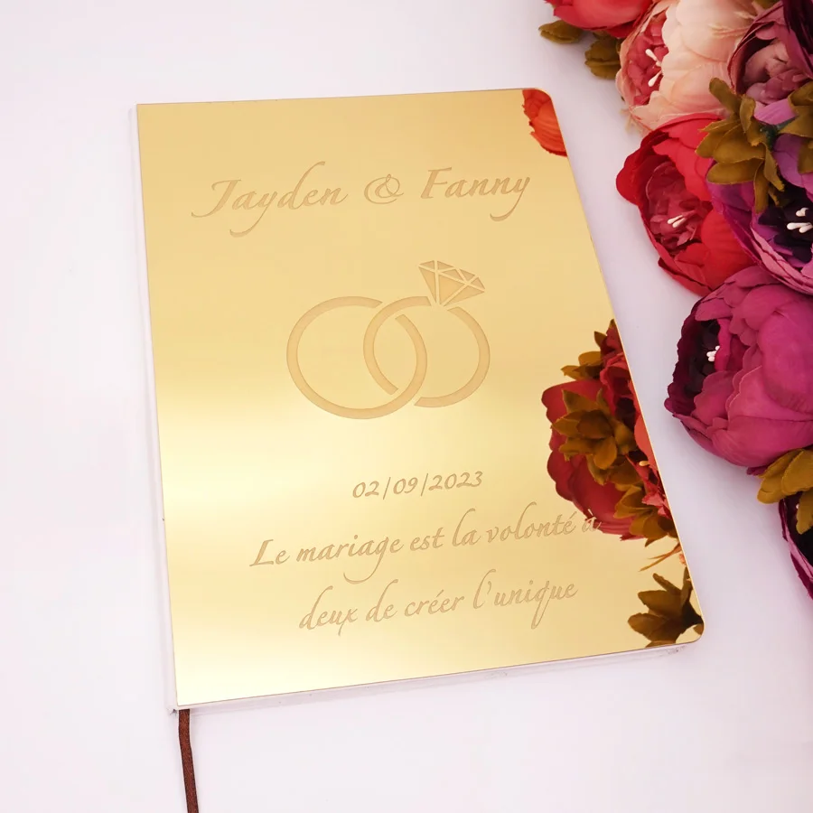 Acrylic Mirror Cover Vertical Style Wedding Guest Book Blank Pages Personalized Name for Party Decoration Supplies wedding guest book