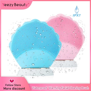 

Ultrasonic Face Cleansing brush Electric Soft Silicone Facial Cleansing Brush Warming Face Massager Skin Care Tool Face Cleanse